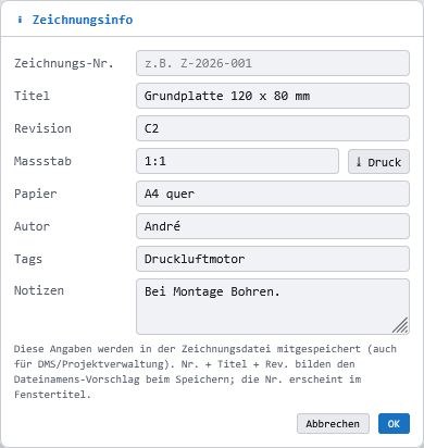 Zeichnungsinfo Zeichnungsinfo