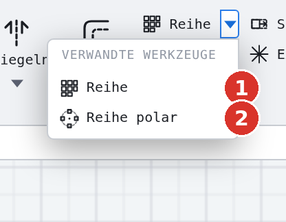 Familie «Reihe»: (1) Reihe (rechtwinklig), (2) Reihe polar
