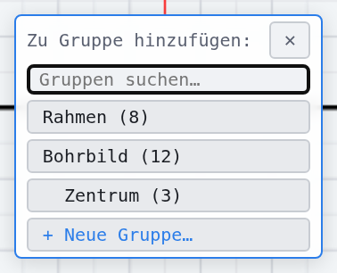 Das Auswahlfenster mit Live-Suche