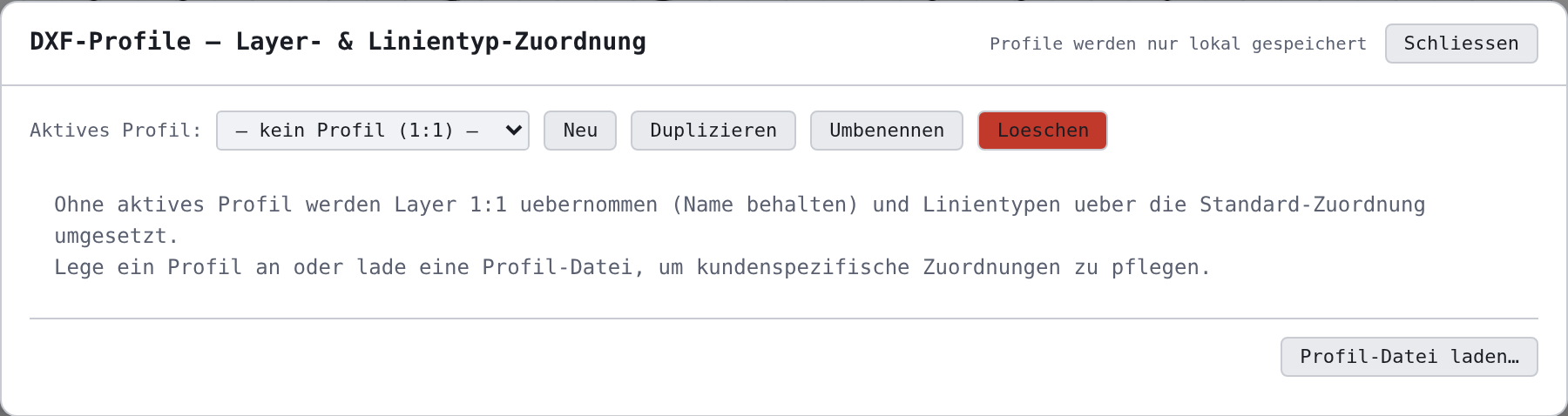 Ohne aktives Profil