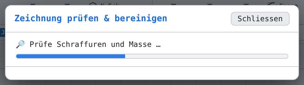 Die Prüfung läuft in Schritten mit Fortschrittsbalken