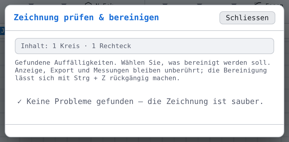 Saubere Zeichnung: keine Fundstellen