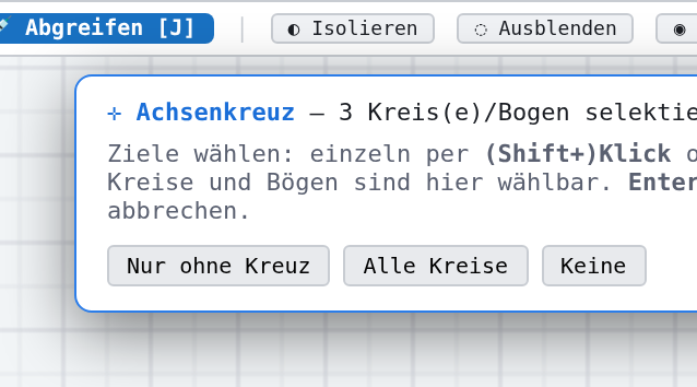 Auswahlleiste mit (2) «Weiter…» — linke Hälfte