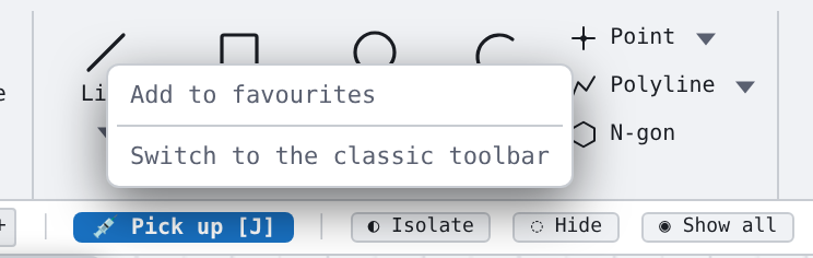 Right-click on a button: «Add to favourites»