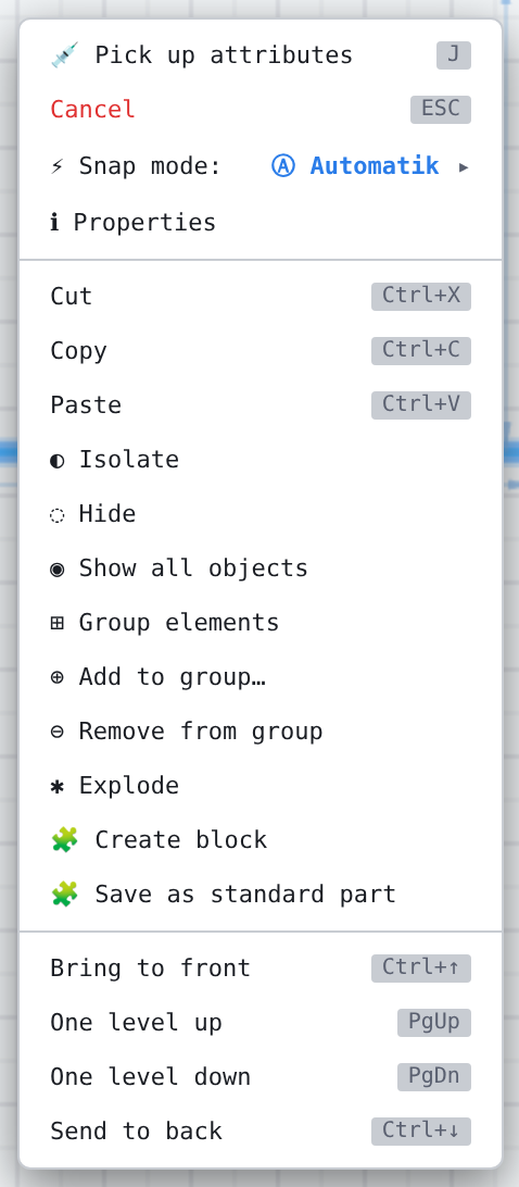 Right-click menu of a selection with (4) Explode