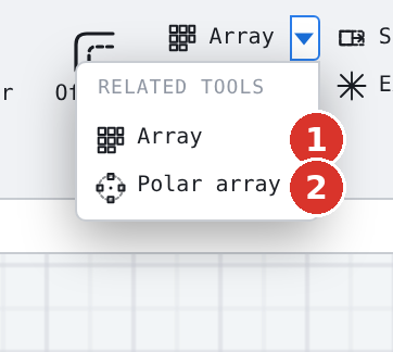 Family «Array»: (1) Array (rectangular), (2) Polar array