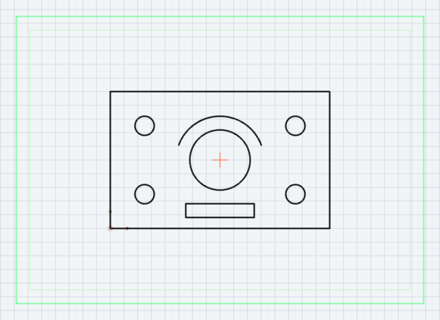 The fixed print area over the drawing