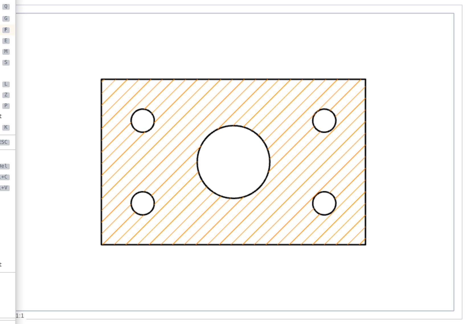 Through-hatch: the area was found in the model through the viewport, the pattern lies in paper millimetres on the sheet.