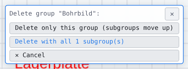 Deleting a group with subgroups: three entries