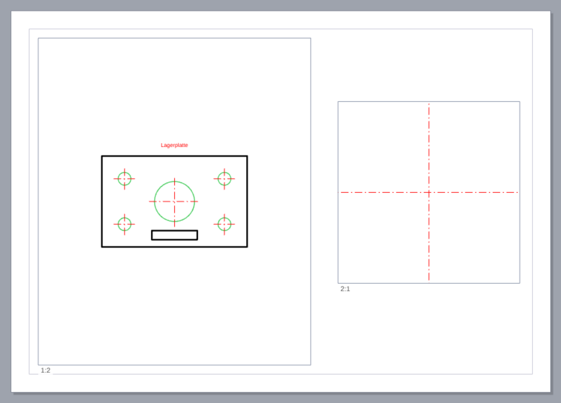 On the right, the layer “Bohrungen” is hidden in this viewport only