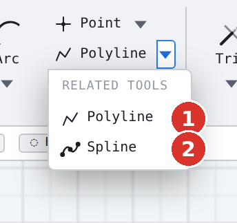 Family «Polyline»: (1) Polyline, (2) Spline curve