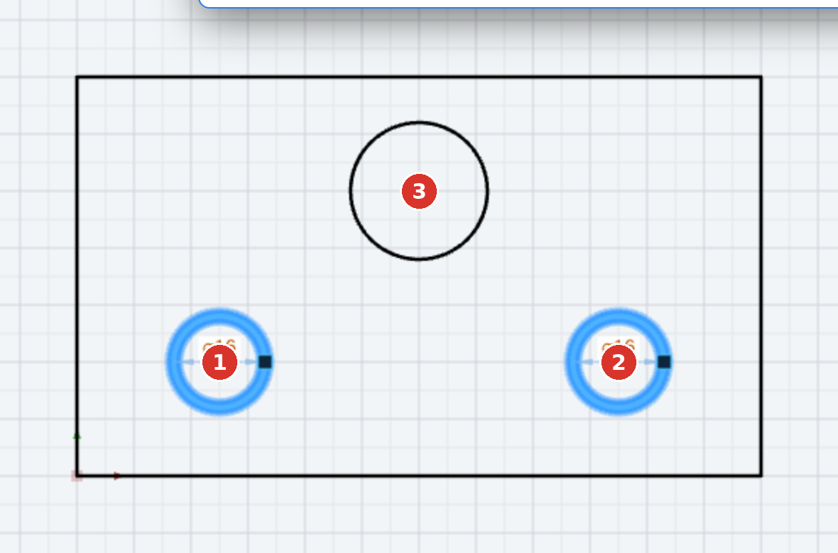 Target selection: (1) and (2) are chosen, (3) stays free