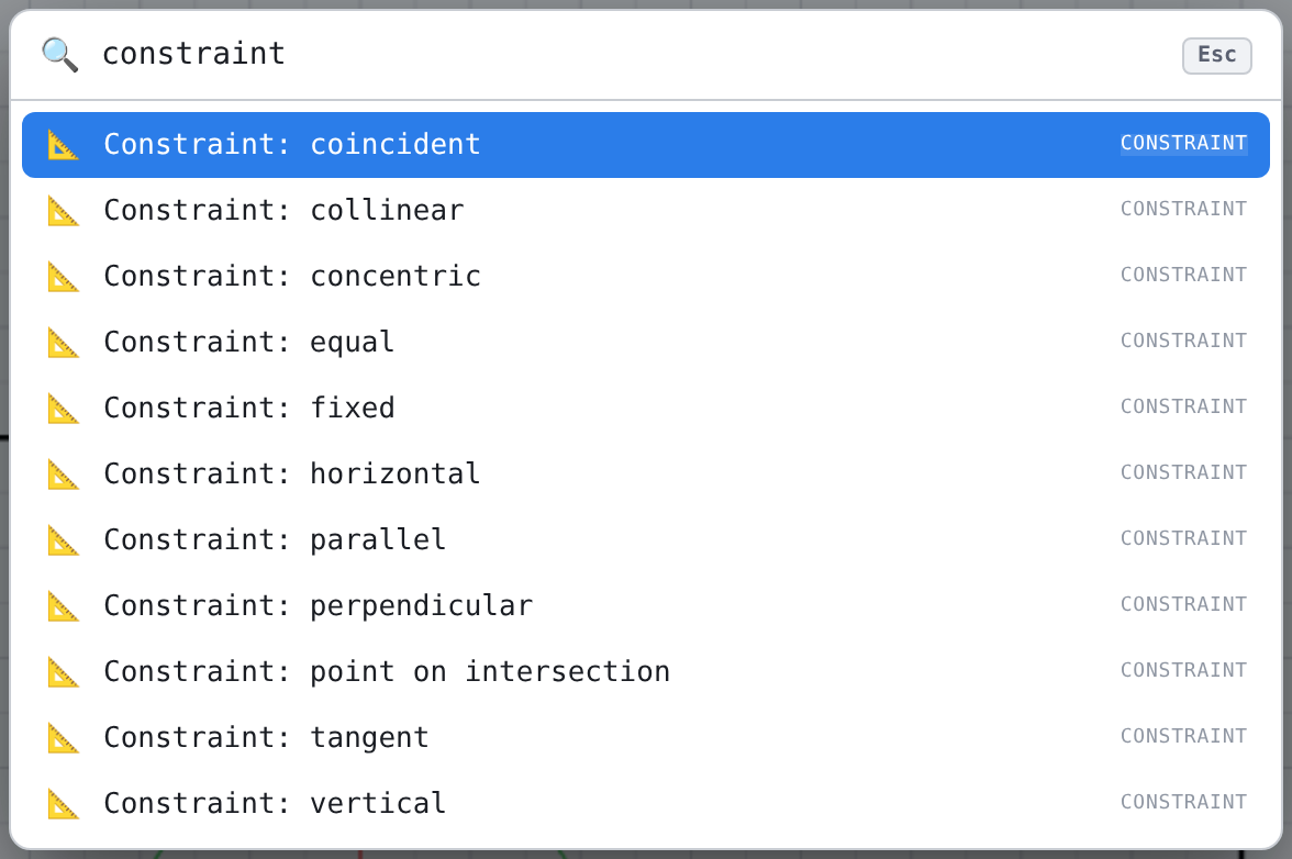 Command search with “constraint”