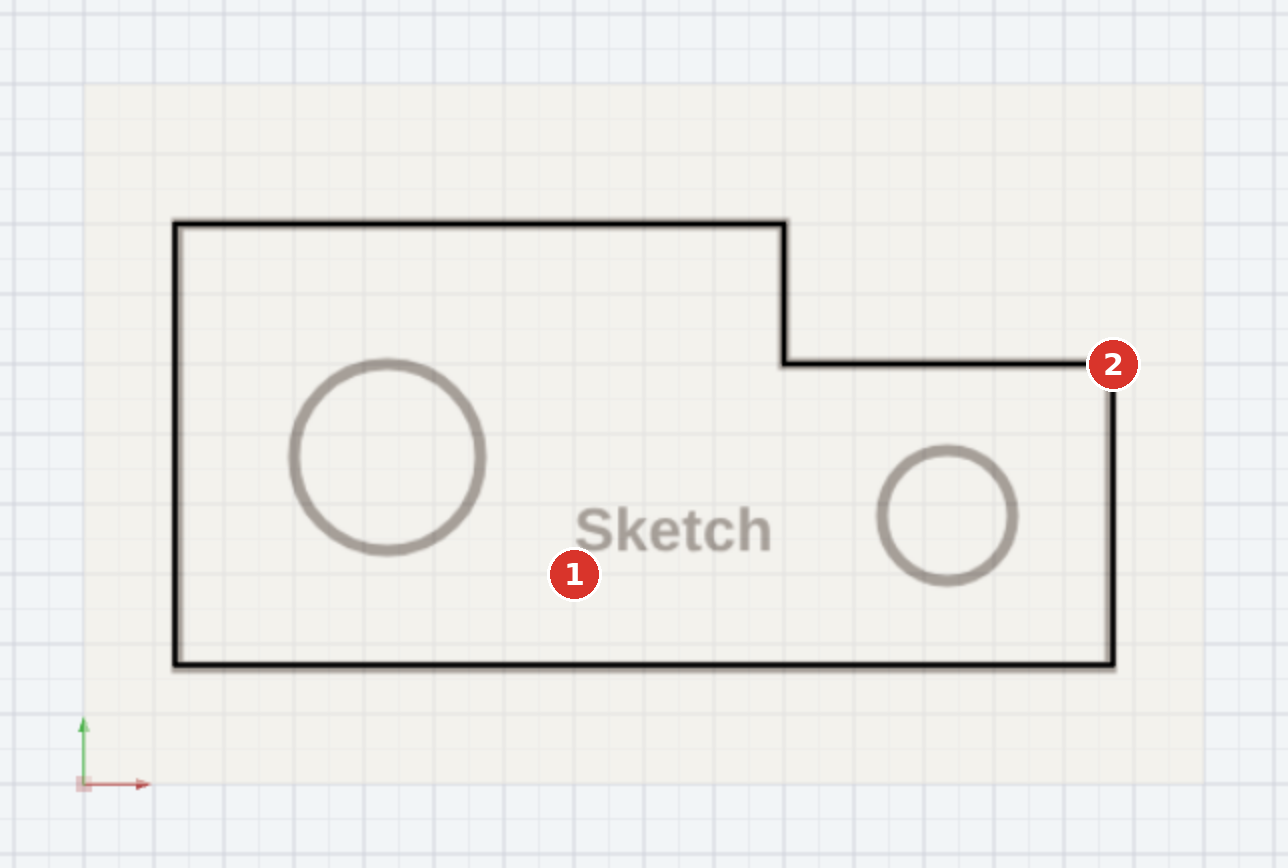 (1) the inserted image as a template, (2) the outline traced over it