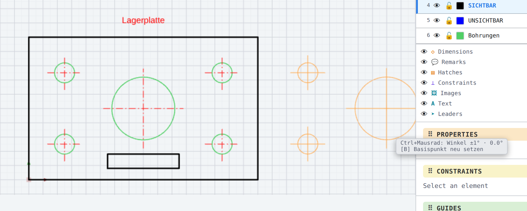 The copy of “Bohrbild” attached to the mouse (orange preview)
