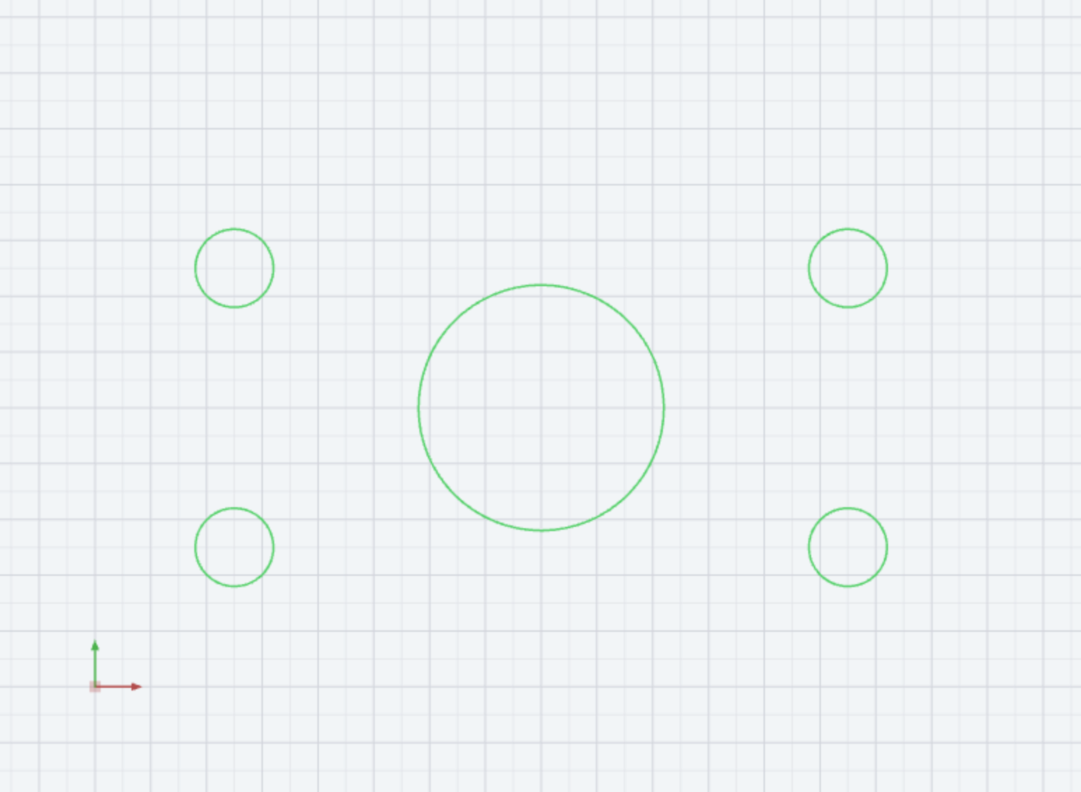 Holes isolated: only the five circles remain visible
