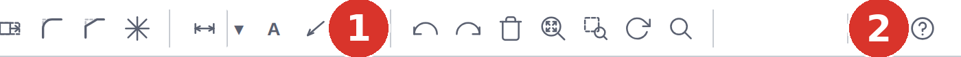 Classic toolbar: (1) button «Hatch», (2) gear with the list of settings — right half