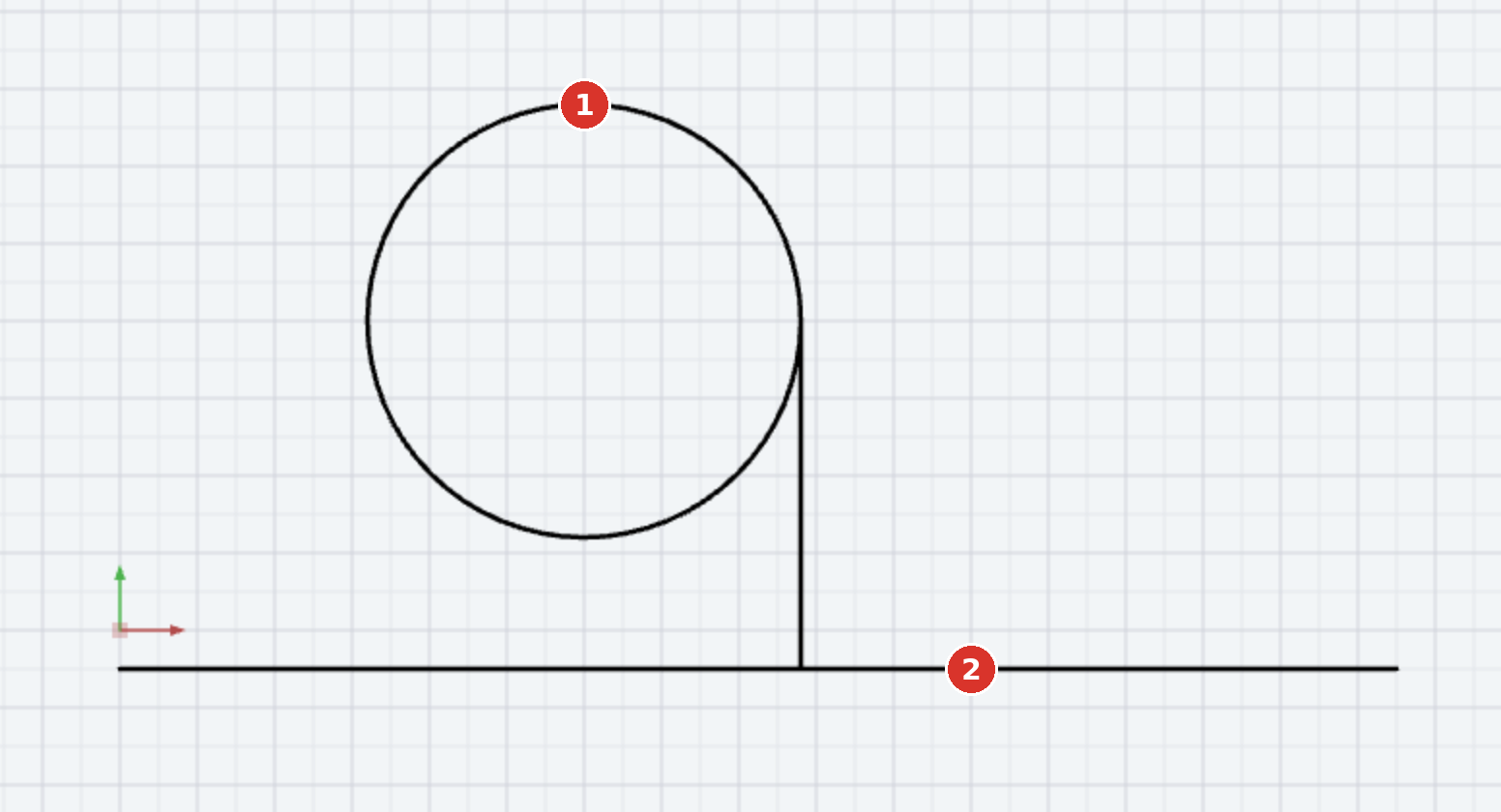 (1) circle, (2) target line: the tangent touches the circle and meets the line at a right angle