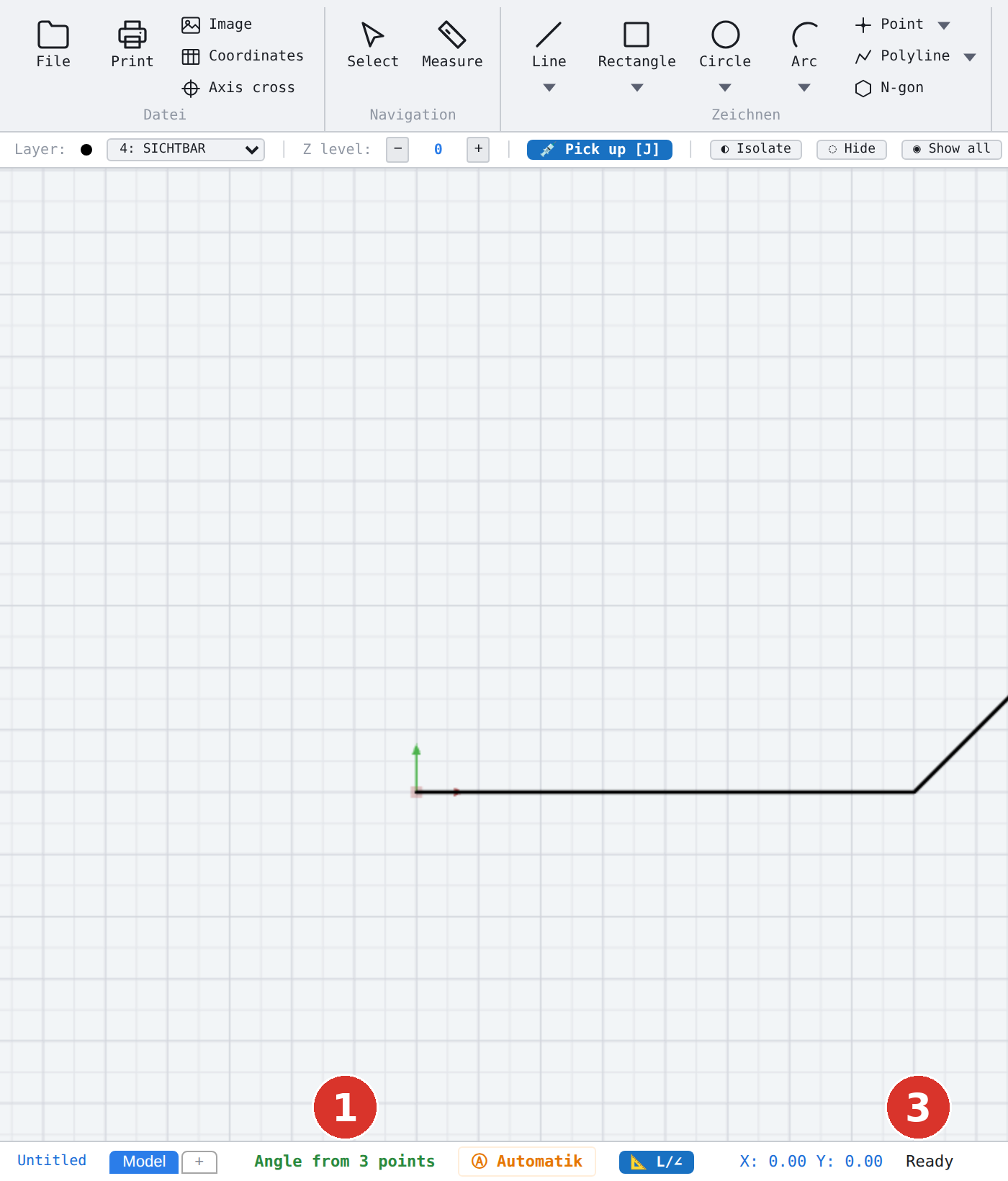 Three places say the same thing — whole and in two halves: (1) the running command in the status bar, (2) the tooltip at the pointer, (3) the message of the status bar — left half
