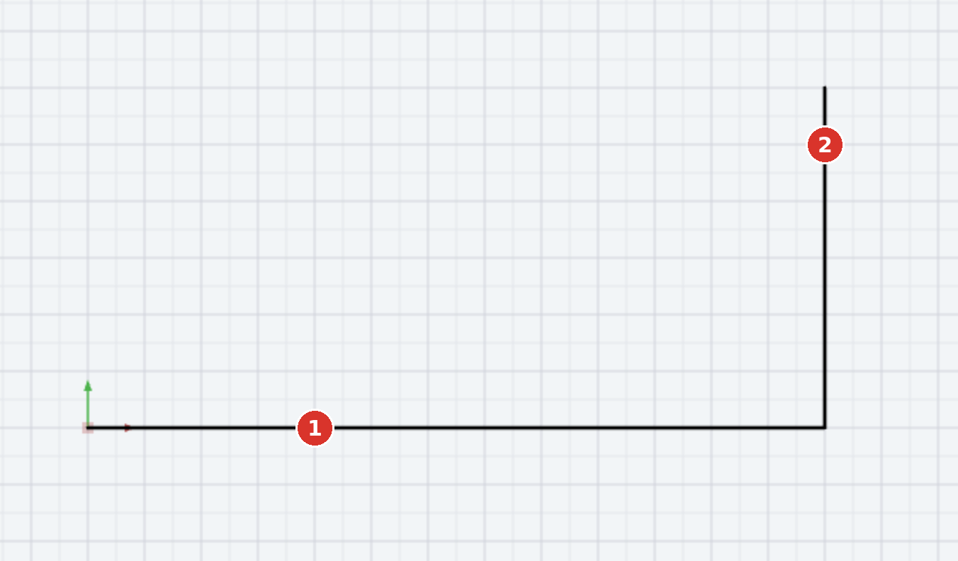 (1) first, (2) second line, each on the side that stays — both meet in the corner