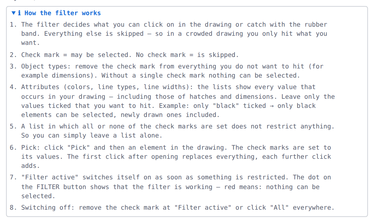 The info text of the dialog, opened