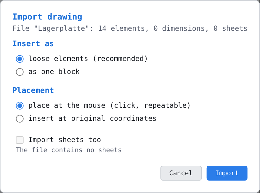 The dialog for a file with 14 elements