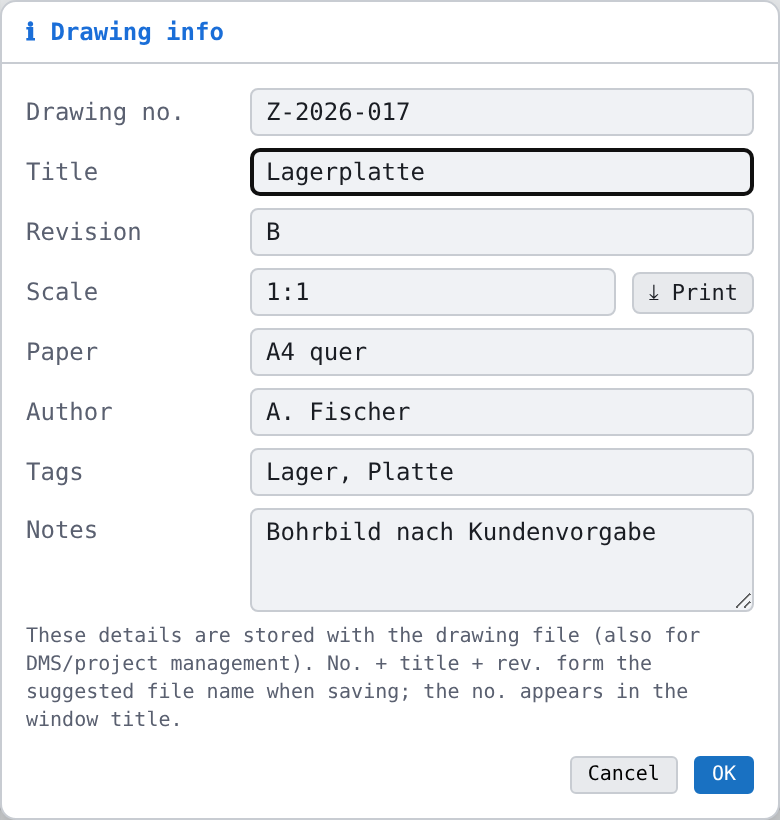 The dialog with filled-in fields