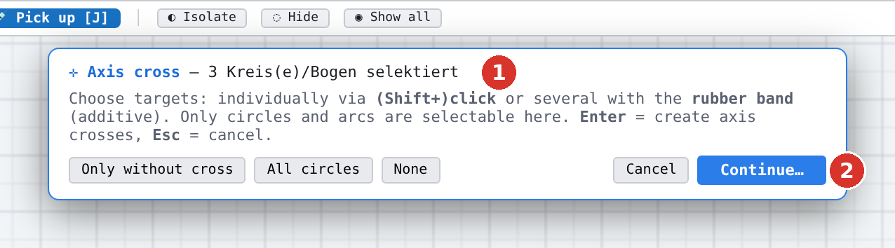 Selection bar with (2) “Next…”