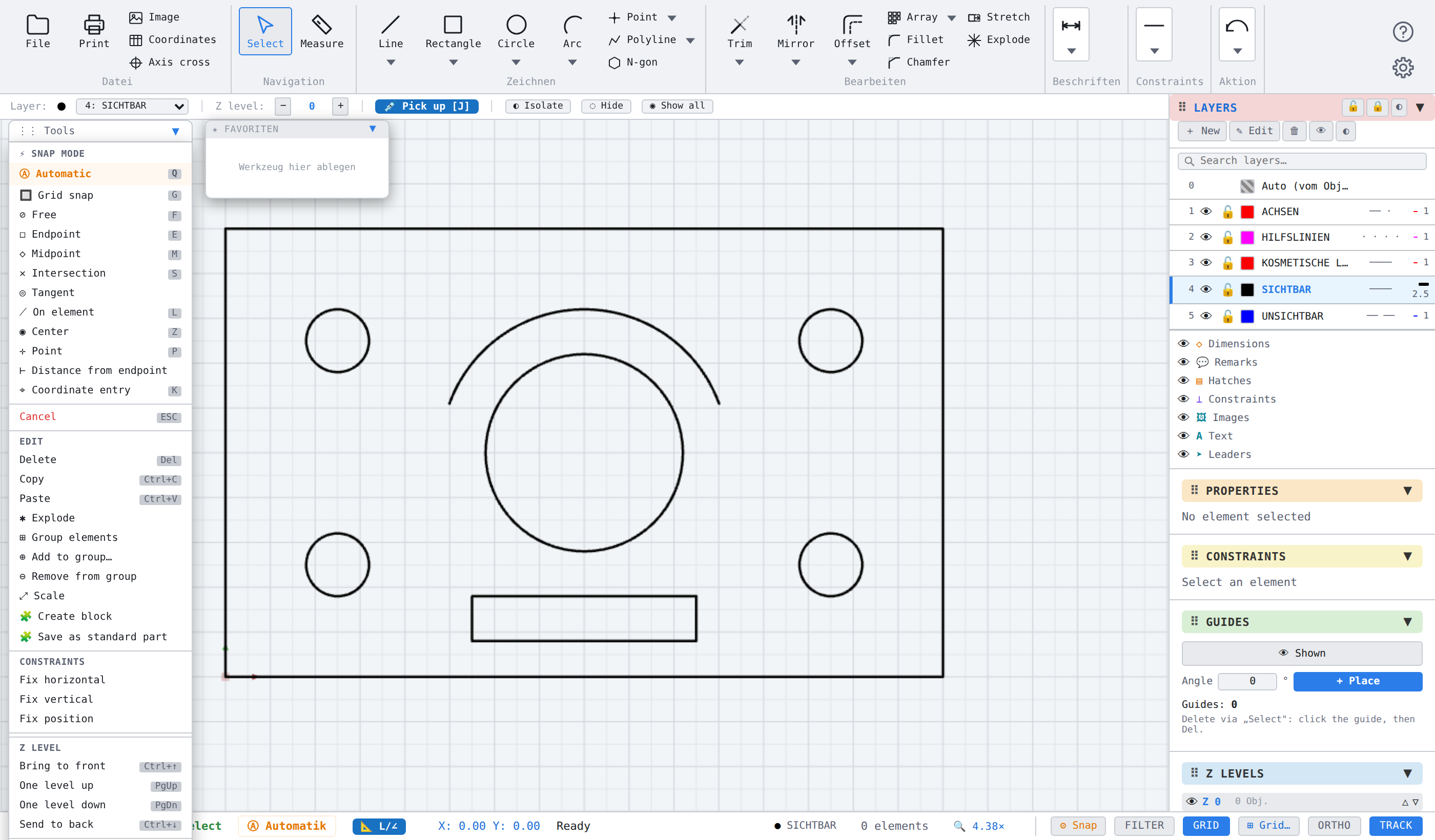 LiberoDraft with the ribbon, the tool window on the left and the palettes on the right
